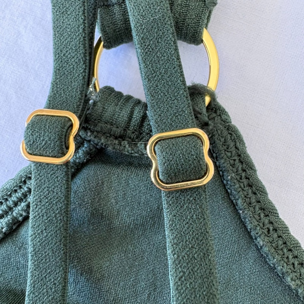 Aerie Bra Womens Green Ribbed Sycamore Seamless Ring Longline Bralette Size M - Picture 7 of 10